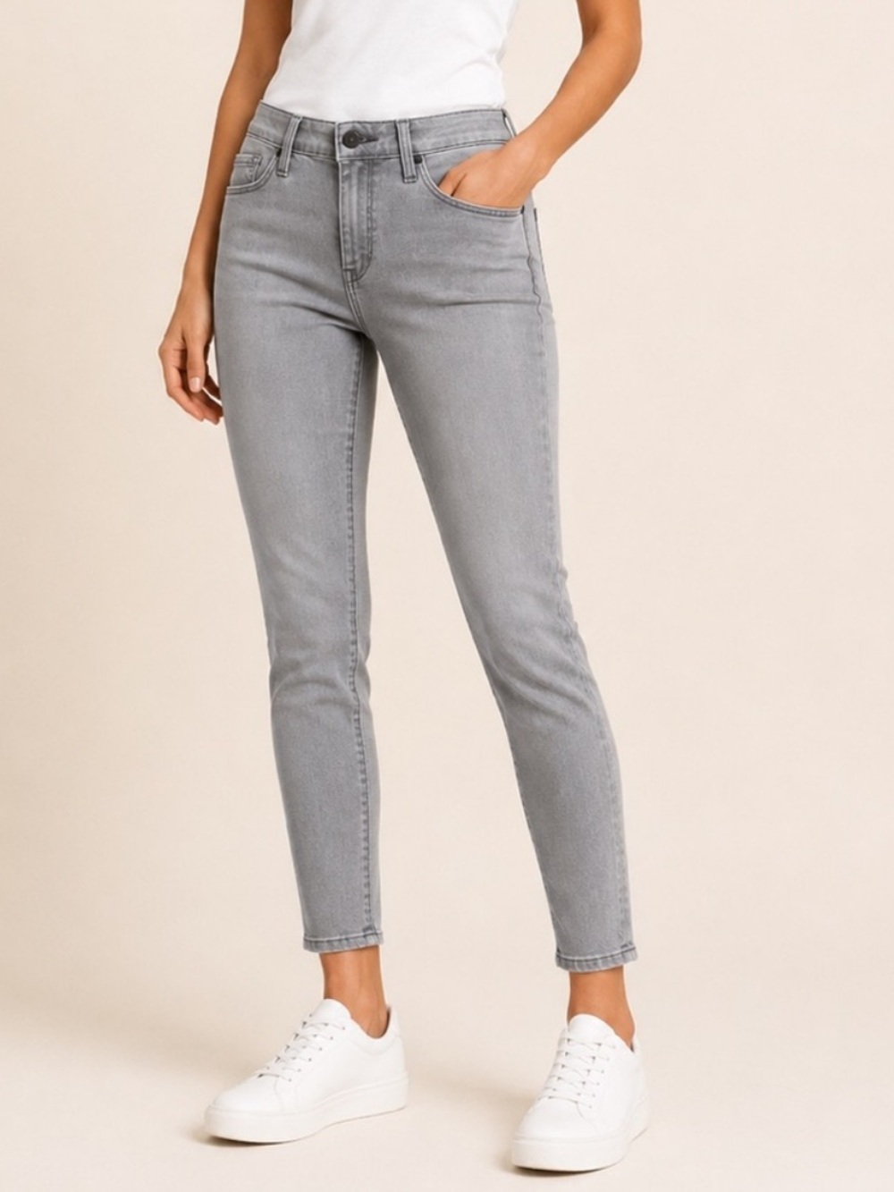 Athleta Sculptek Stretch Skinny Jeans in Gray Size 0